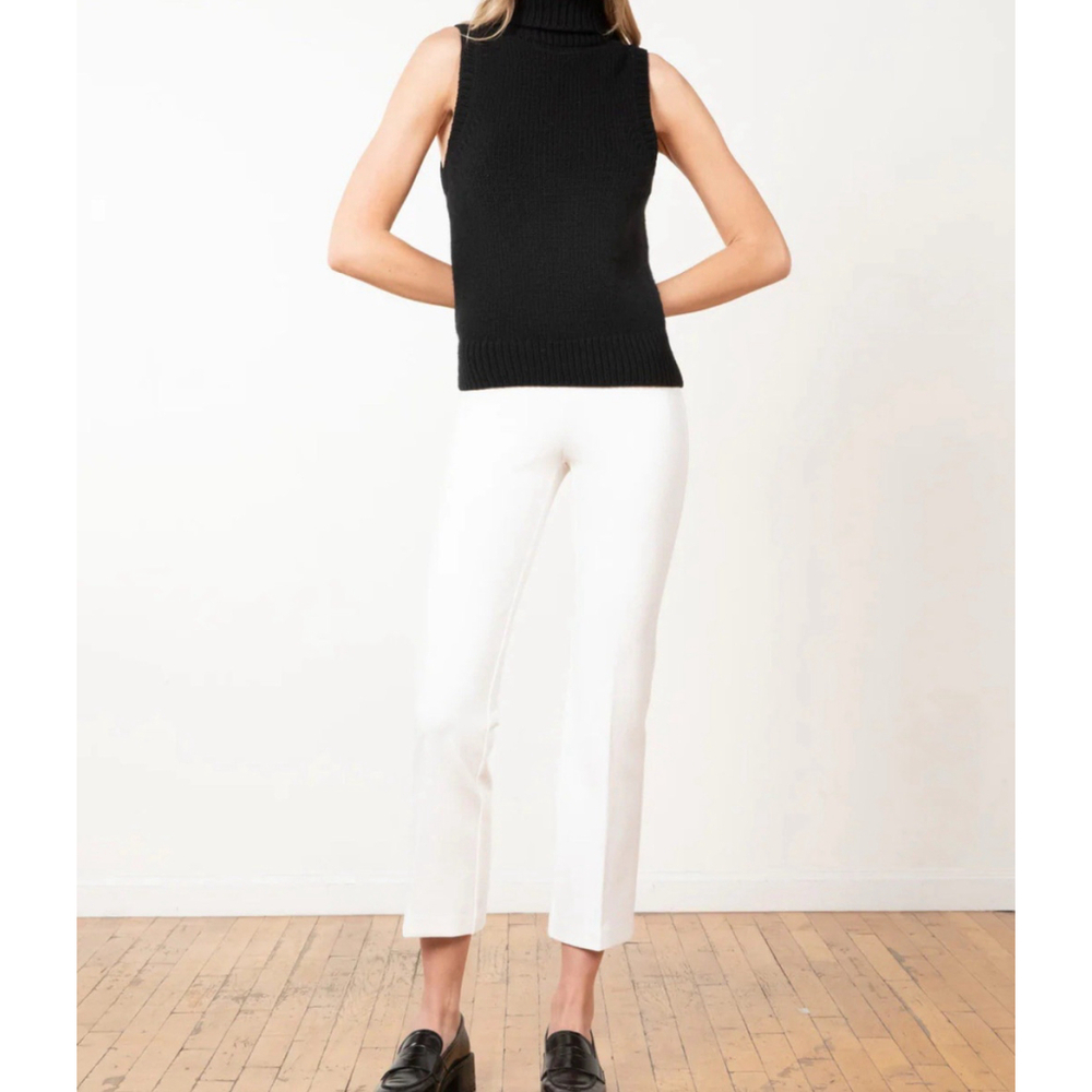 Avenue Montaigne NEW Leo White Textured Plaid Crop Kick Flare 2 Mid-Rise Stretch